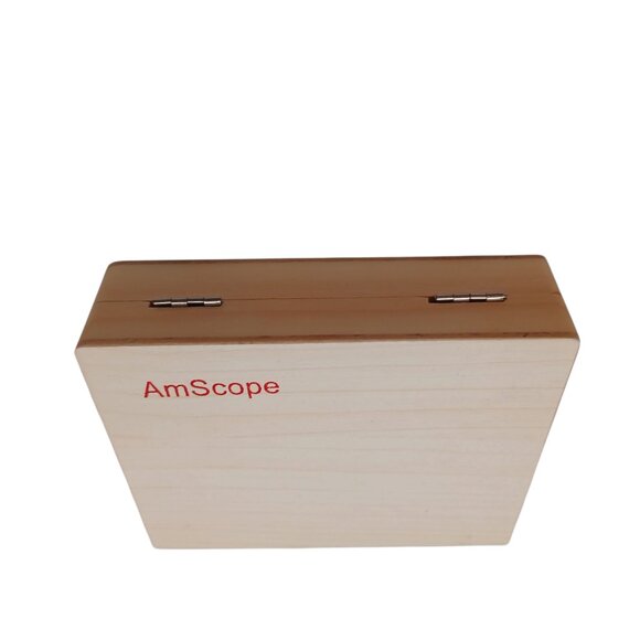 AmScope Microscope Slides In Wooden Box Glass Specimen Science Exploration 25 Pc - Picture 1 of 13